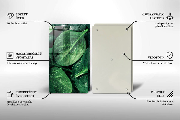 Skleněná deska za sporák Listy bazalky