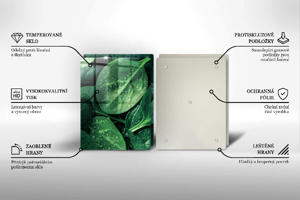 Skleněná deska za sporák Listy bazalky