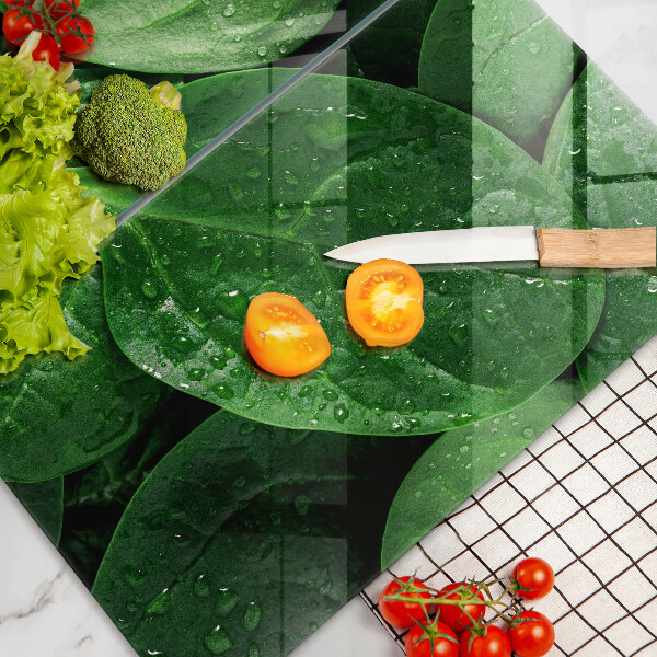 Skleněná deska za sporák Listy bazalky