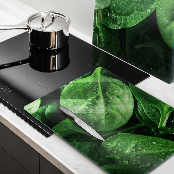 Skleněná deska za sporák Listy bazalky