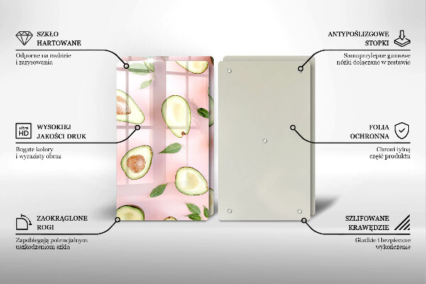 Skleněná deska za sporák Avokádový vzor