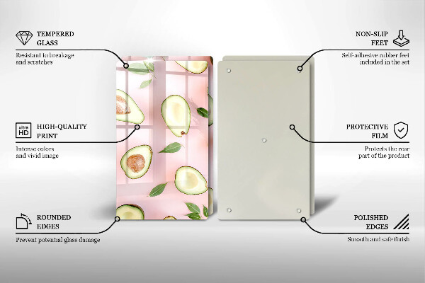 Skleněná deska za sporák Avokádový vzor