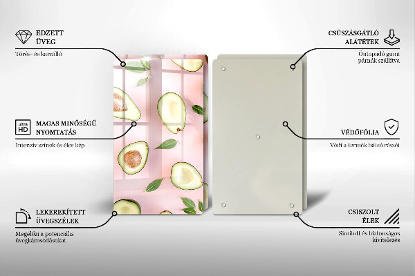 Skleněná deska za sporák Avokádový vzor