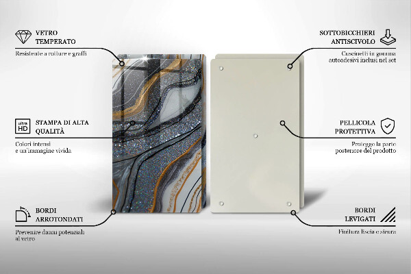 Sklo za varnou desku Skála se zlatem