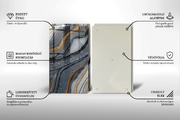 Sklo za varnou desku Skála se zlatem