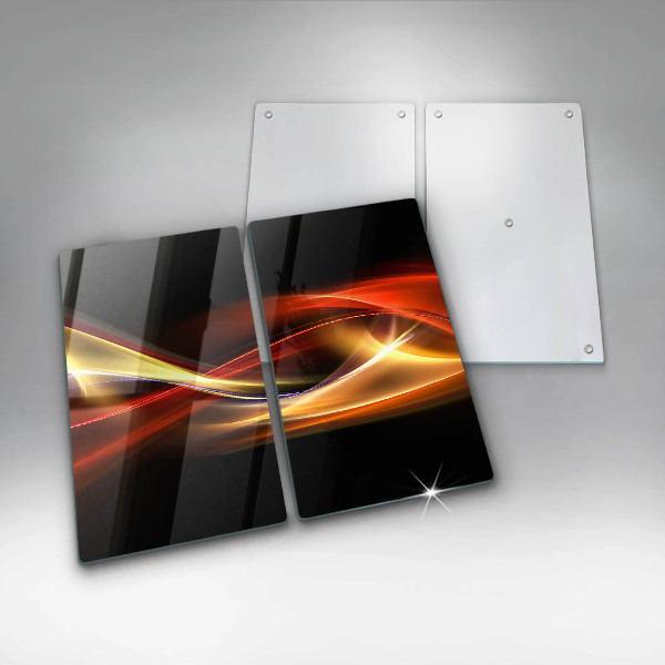 Skleněná deska za sporák Abstraktní kouř a světlo