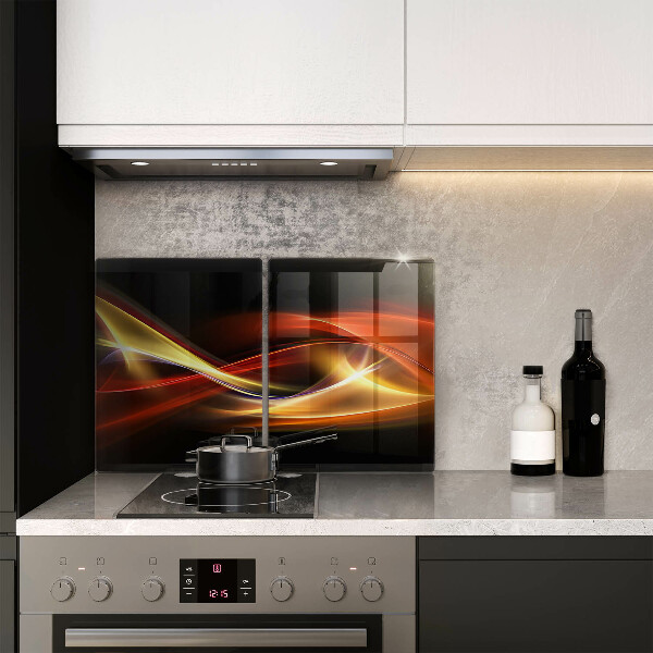 Skleněná deska za sporák Abstraktní kouř a světlo