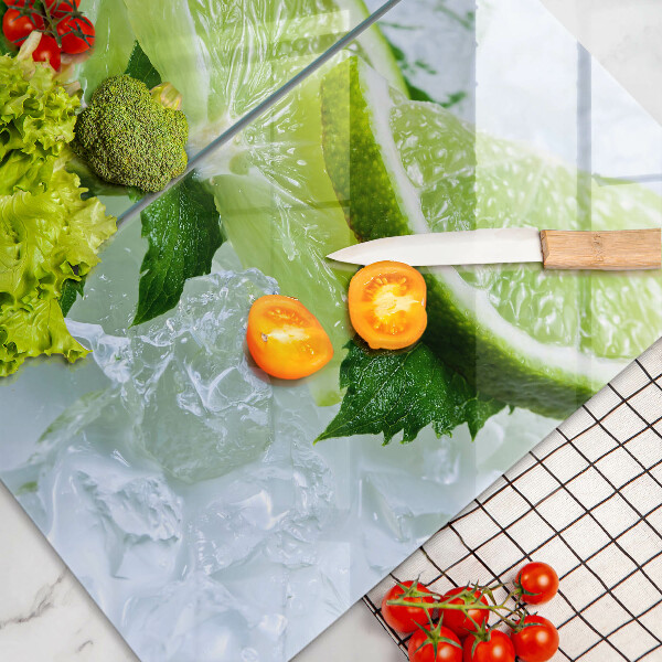 Skleněná deska za sporák Limetková máta a led