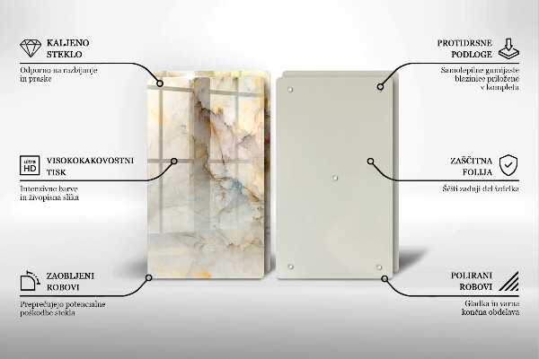 Deska za sporák Textura mramoru se zlatem