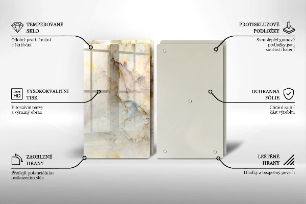 Deska za sporák Textura mramoru se zlatem