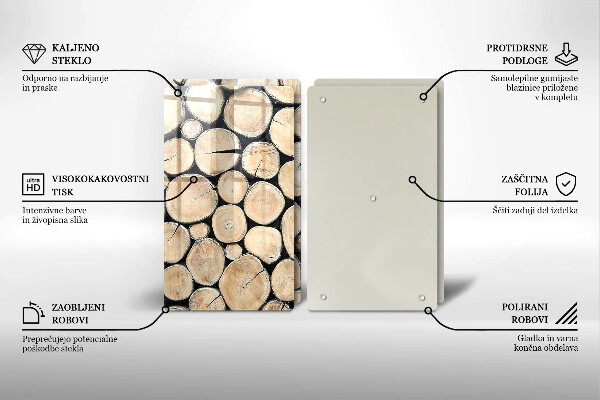 Skleněná deska za sporák Dřevěné kmeny stromů