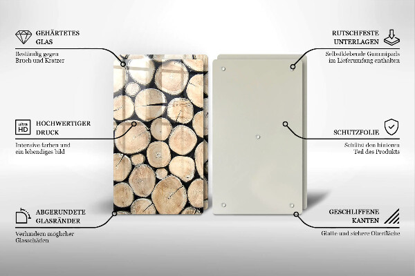 Skleněná deska za sporák Dřevěné kmeny stromů