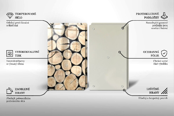 Skleněná deska za sporák Dřevěné kmeny stromů