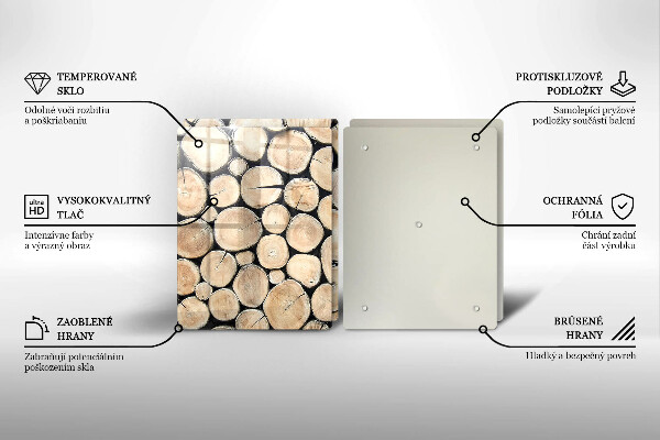 Skleněná deska za sporák Dřevěné kmeny stromů