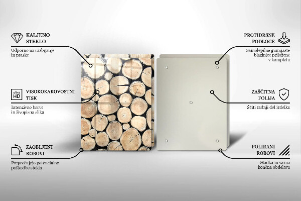 Skleněná deska za sporák Dřevěné kmeny stromů