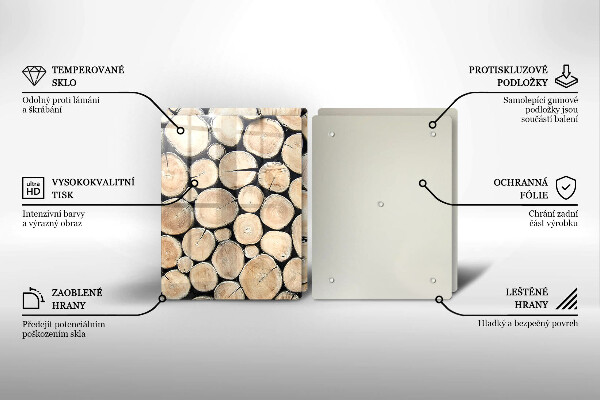 Skleněná deska za sporák Dřevěné kmeny stromů