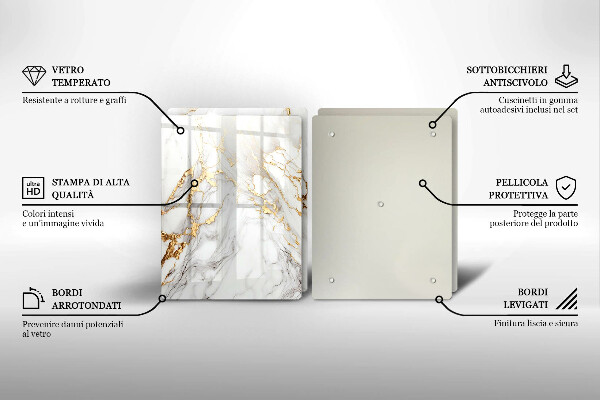 Sklo za varnou desku Světlý mramor se zlatem