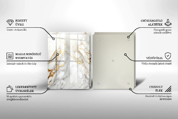 Sklo za varnou desku Světlý mramor se zlatem