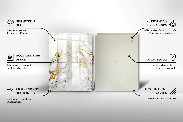 Sklo za varnou desku Světlý mramor se zlatem