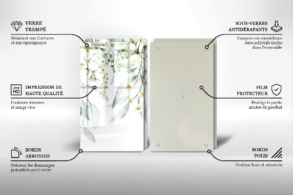 Sklo za varnou desku Akvarel rostliny