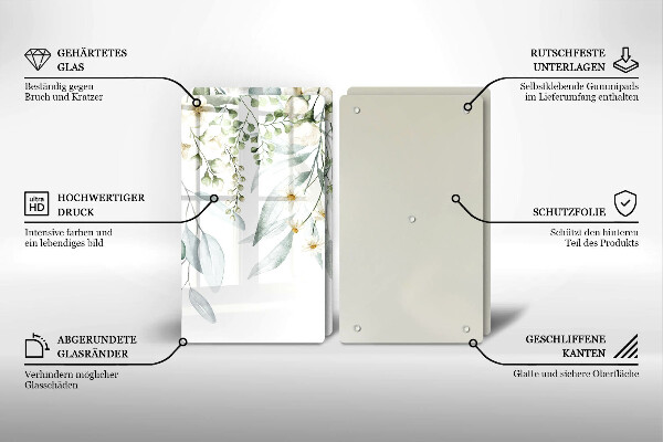 Sklo za varnou desku Akvarel rostliny