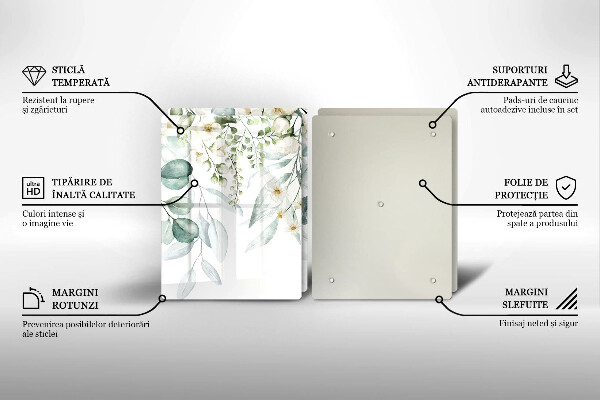 Sklo za varnou desku Akvarel rostliny