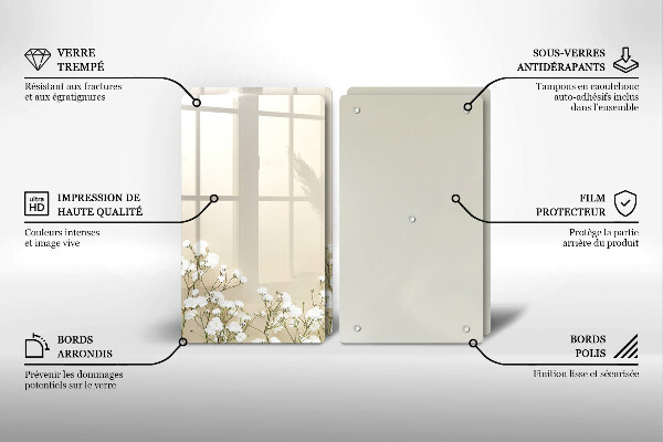 Sklo za varnou desku Sádrové boho květiny