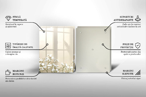 Sklo za varnou desku Sádrové boho květiny