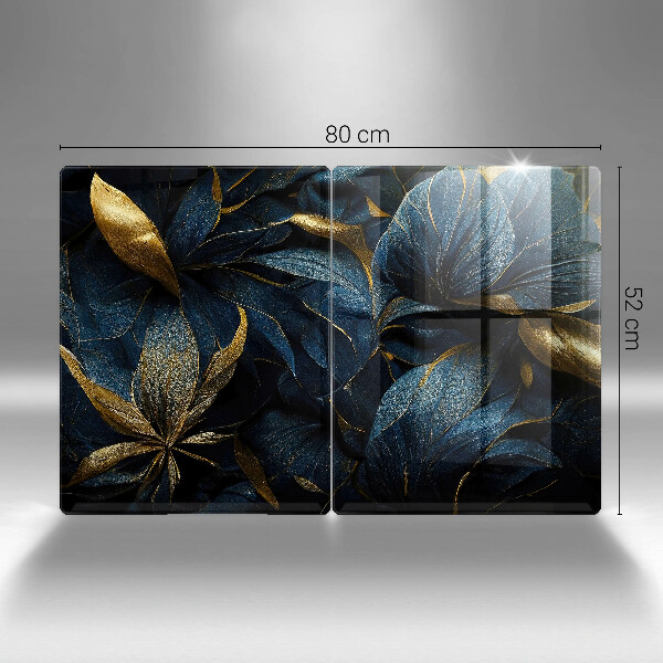 Sklo za varnou desku Dekorativní listy se zlatem