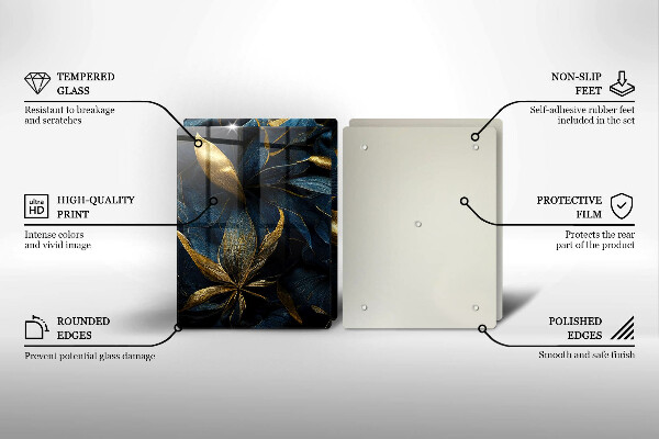 Sklo za varnou desku Dekorativní listy se zlatem