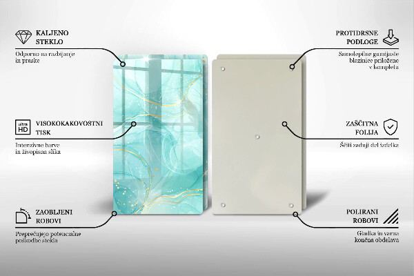 Sklo za varnou desku Modrá a zlatá abstrakce