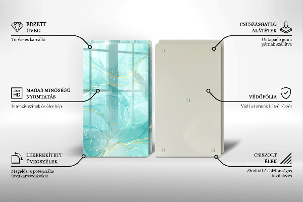 Sklo za varnou desku Modrá a zlatá abstrakce