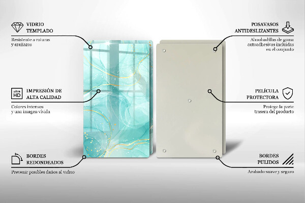 Sklo za varnou desku Modrá a zlatá abstrakce