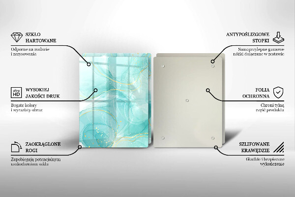 Sklo za varnou desku Modrá a zlatá abstrakce