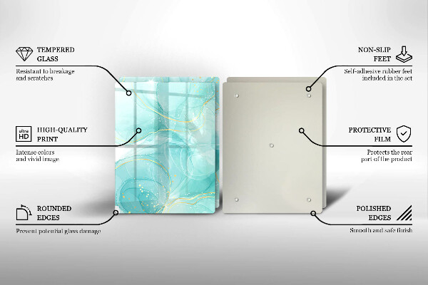 Sklo za varnou desku Modrá a zlatá abstrakce