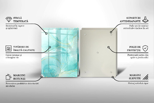 Sklo za varnou desku Modrá a zlatá abstrakce