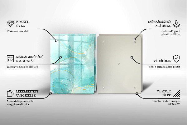 Sklo za varnou desku Modrá a zlatá abstrakce