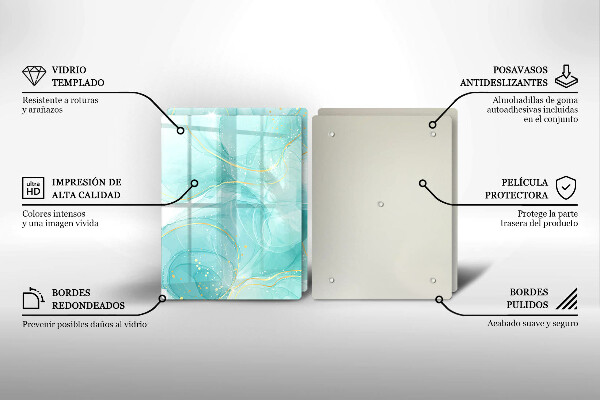 Sklo za varnou desku Modrá a zlatá abstrakce