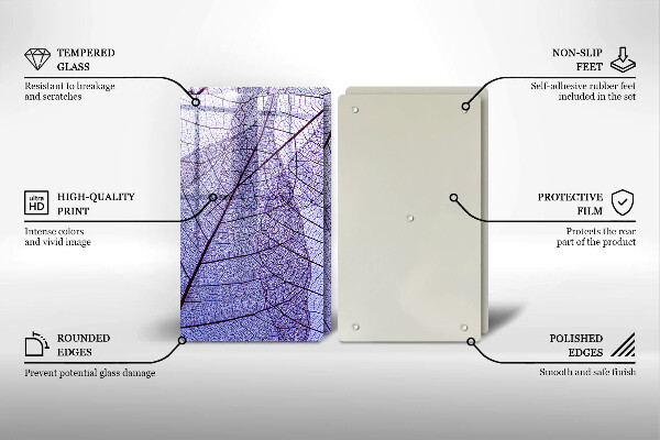 Sklo za varnou desku Listy s žilnatinou