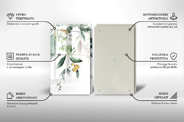 Sklo za varnou desku Akvarel listy