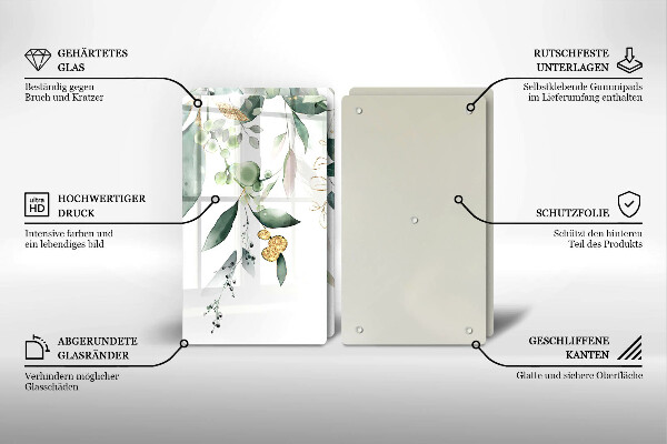 Sklo za varnou desku Akvarel listy