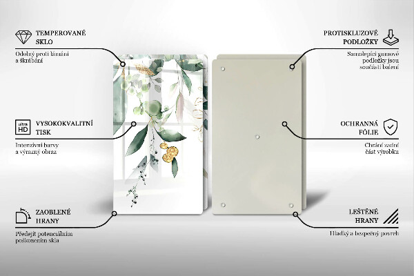 Sklo za varnou desku Akvarel listy