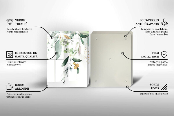 Sklo za varnou desku Akvarel listy