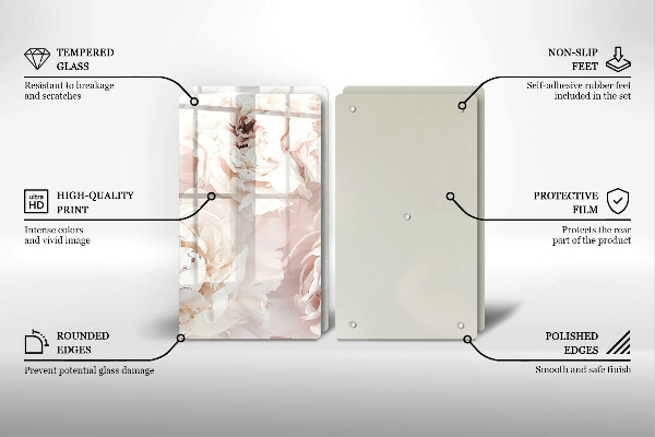 Sklo za varnou desku Pastelové pivoňky