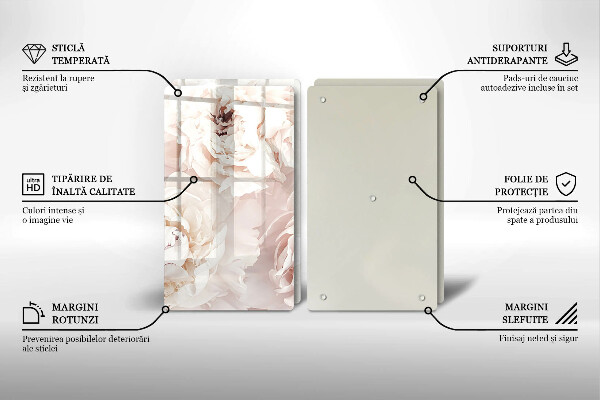 Sklo za varnou desku Pastelové pivoňky