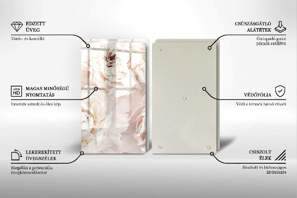 Sklo za varnou desku Pastelové pivoňky