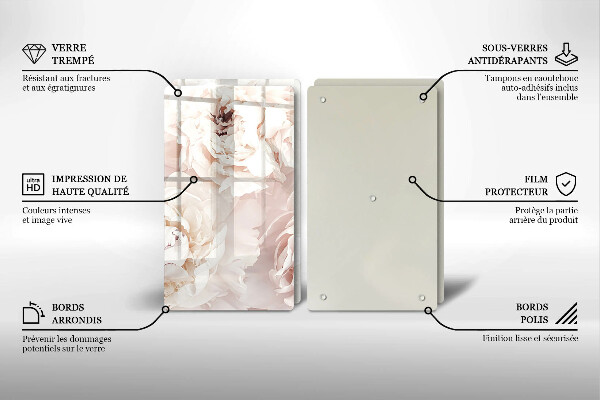 Sklo za varnou desku Pastelové pivoňky