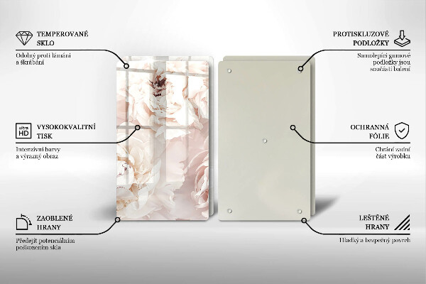 Sklo za varnou desku Pastelové pivoňky
