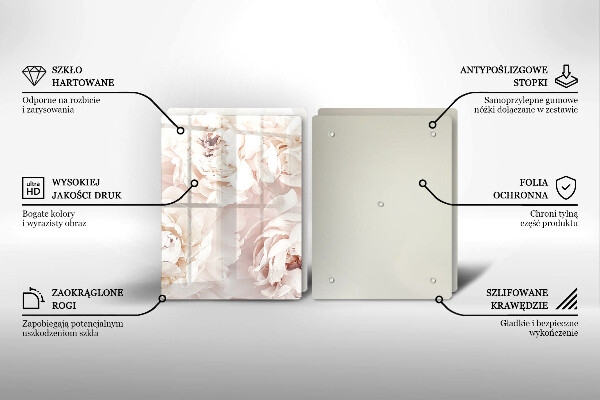 Sklo za varnou desku Pastelové pivoňky