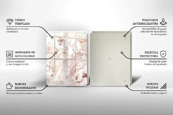 Sklo za varnou desku Pastelové pivoňky